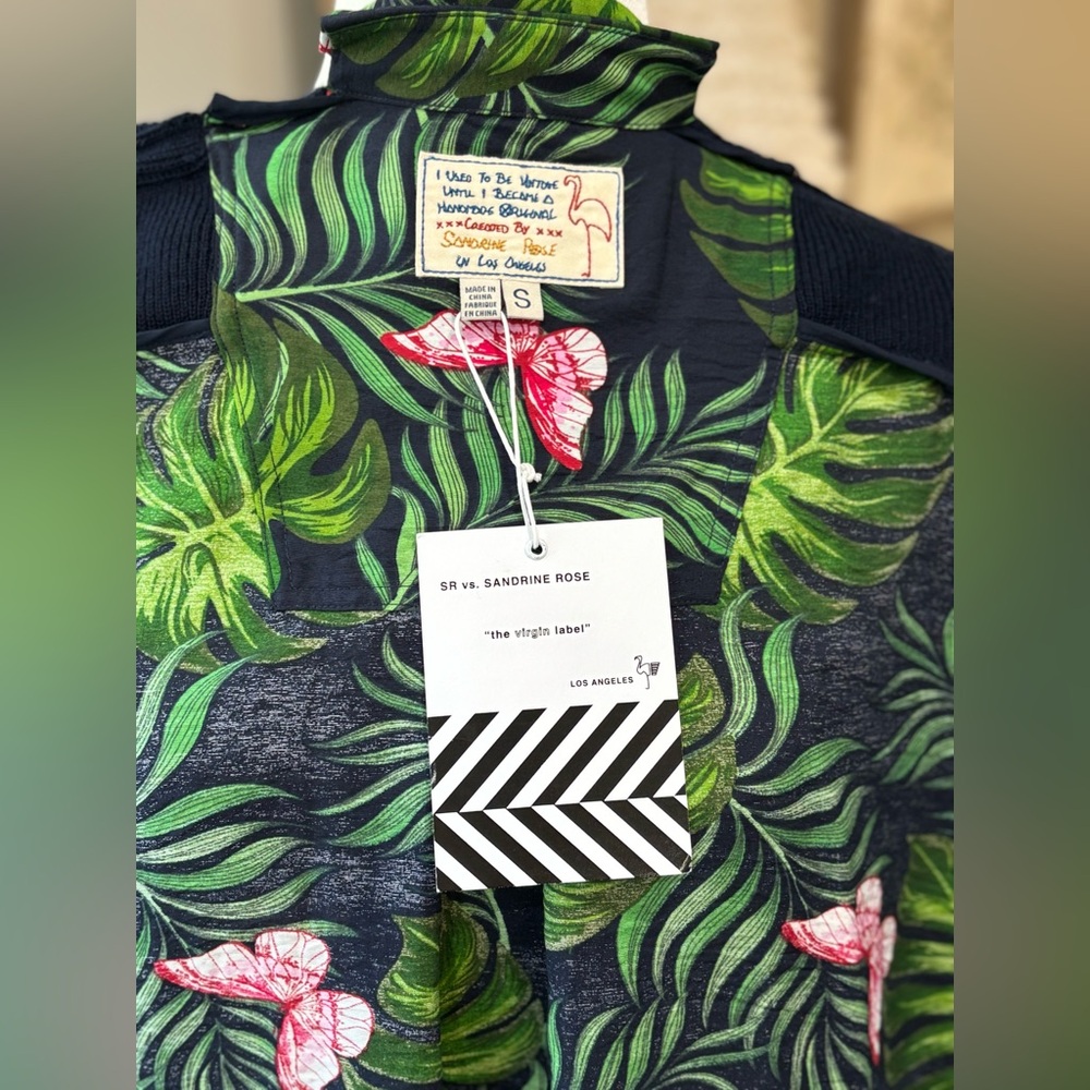 Free People x Sandrine Rose Mixed Media Tropical Print Knit Sweater - Picture 8 of 10